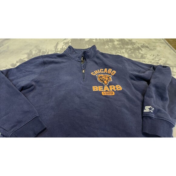 Chicago Bears Men's Starter 2XL Navy Blue Quarter Zip Chest Logo Jacket NFL - Picture 2 of 7
